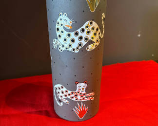 Lot 72: Wayland Gregory Handmade Ceramic Vase with Leopard Designs