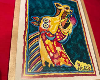 Lot 20: Pablo Picasso -Framed colorful abstract artwork