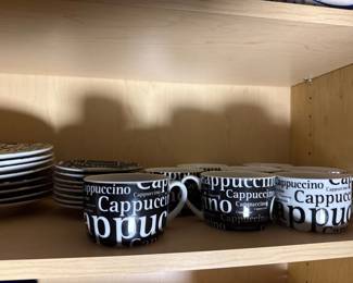 Lot 162: Crate and Barrel -Black and White Cappuccino and Espresso Cup Set