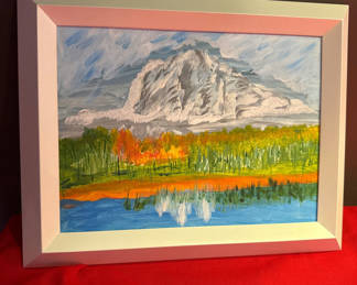 Lot 40: Framed Mountain Landscape Painting