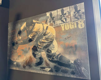 Lot 142: Yogi Berra Baseball Player Canvas Artwork