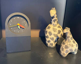 Lot 144: Decorative Animal Figurines and Table Clock