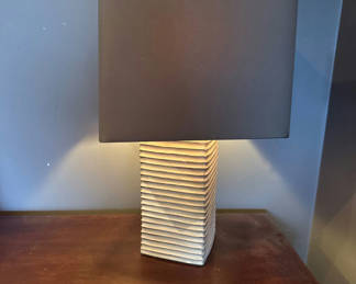 Lot 1: Ribbed-Column Table Lamp with Square Shade