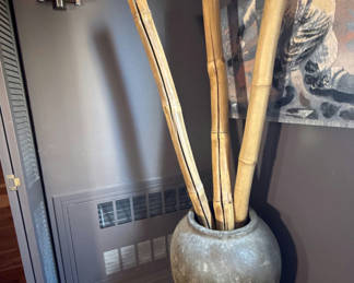 Lot 141: Decorative Floor Vase with Bamboo Poles