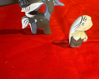 Lot 46: Salt and pepper shakers Cartoon Wolf and Small Character Ceramic Figurines
