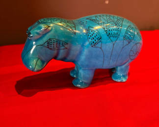 Lot 35: William the Hippo Blue Ceramic Hippopotamus Figurine