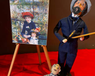Lot 76: Artist Figurine, Renoir Mini Canvas on Easel, and Picasso Plush Magnet