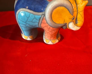 Lot 43: Colorful Elephant FigurineSouth African Raku