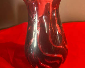 Lot 63: Murano Red Art Glass Vase