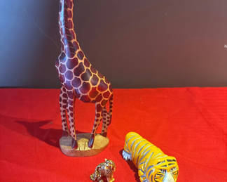 Lot 65: Animal Figurines Including Giraffe and Tigers