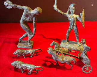 Lot 70: Collection of Metal Classical Figurines and Animal Figures