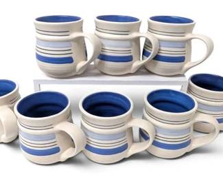 Pfaltzgraff Rio HandPainted Blue Striped Mugs