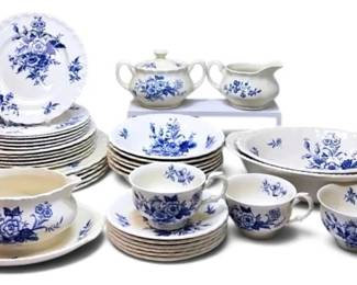 Grindley Duval Blue White China Set 30 Pieces