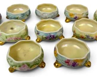 Belleek Floral Salt Cellars 10 Pieces