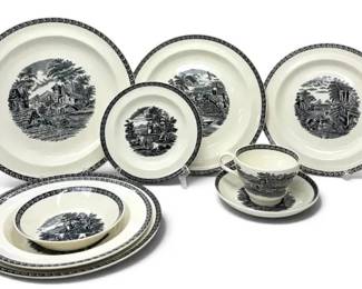 Wedgwood Lugano Black Transferware Individual Place Setting
