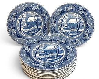 Johnson Brothers Thanksgiving Frozen Up Historic America Dinner Plates 12 Pieces