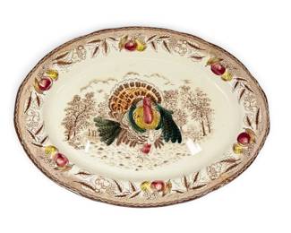 Vintage Turkey Transferware Serving Platter