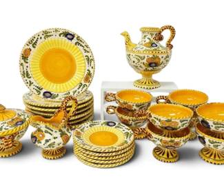 Italian Majolica HandPainted Floral Dish Set 20 Pieces