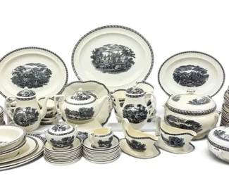 Wedgwood Lugano Black Transferware China Set 100 Pieces