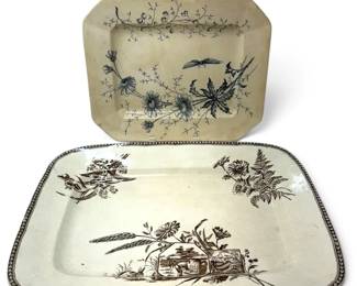 Rounded Square Ceramic Dishes with Wildflowers, Rabbits, Insects