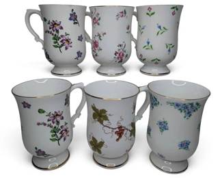 Royal Victoria Floral Fine Bone China Mugs Plate 7 Pieces