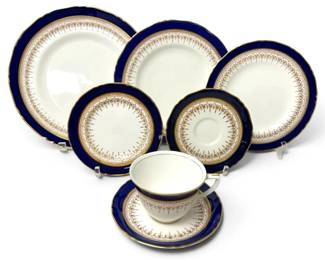 Royal Worcester Regency Blue China Individual Place Setting