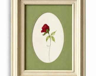 108 Vintage1983SignedRedRoseFloralFramedArtwork