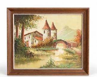 48 VintageFramedOriginalOilPaintingEuropeanLandscape