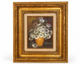 3 SignedJLepinnyFloralPaintingGoldFrame