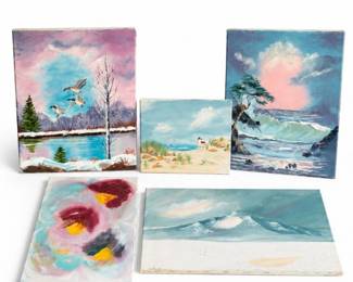 93 VintageOriginalCanvasPaintingsCoastalArtLot