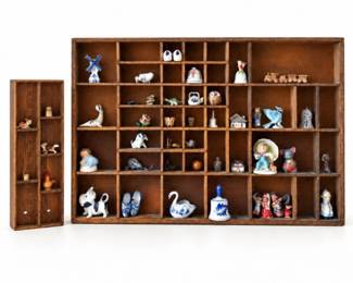 5 VintageWoodenPrintersTraywithCeramicMiniatures