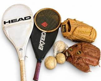 207 VintageTennisRacketsBaseballGlovesSportsGear