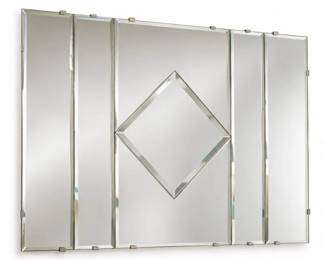 127 LargeVintageBeveledWallMirrorwithDiamondAccent