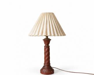 135 VintageOrnateCarvedColumnTableLampwithShade
