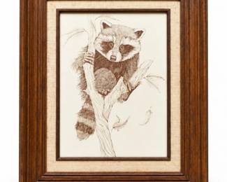 211 VintageMcConnell1975SignedRaccoonWildlifeArt