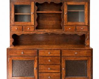 9 VintageRusticWoodHutchBuffetCabinetwithGlassDoors
