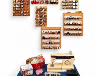 57 VintageSingerSewingMachineLargeSewingSupplyLot