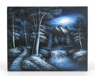 146 MScottSignedOriginalOilPaintingMountainRiver