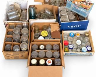 201 LargeVintageGlassJarCollectionwithMasonJars