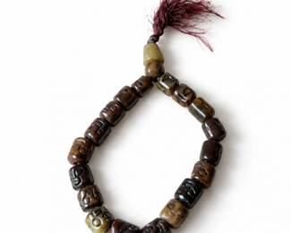 139 VintageCarvedBuddhaBeadPrayerNecklacewithTassel