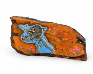 20 HandcraftedRusticRaccoonLiveEdgeWoodWallClock