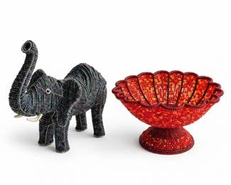 99 GrassRootsCreationsAfricanBeadedElephantBowl