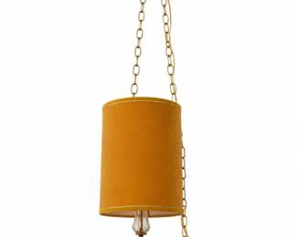 157 VintageMustardGoldSwagPendantLampGlassAccent