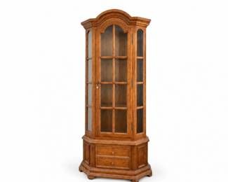 12 VintageOakCornerCurioDisplayCabinetWithDrawers