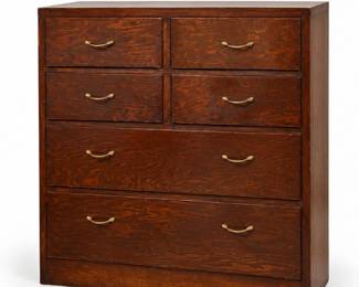 91 VintageDarkWood6DrawerTallDresserChest