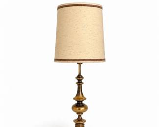 34 VintageBrassTableLampwithTexturedDrumShade