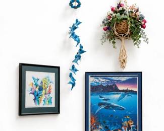 65 CoastalOceanWallArtDolphinMobileFloralDcor