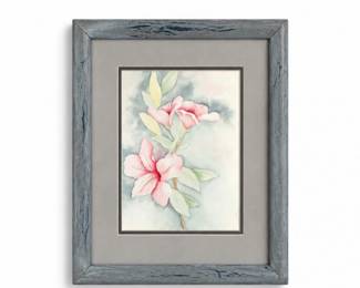 87 VintagePinkFloralWatercolorFramedWallArt