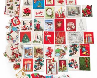 134 LargeVintageChristmasGreetingCardsEphemeraLot