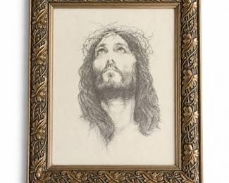 97 FramedJesusChristPencilPortraitReligiousWallArt